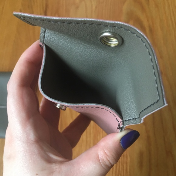 Holly Aiken Gray and Mauve Polka Dot Vinyl Clutch - Picture 8 of 11